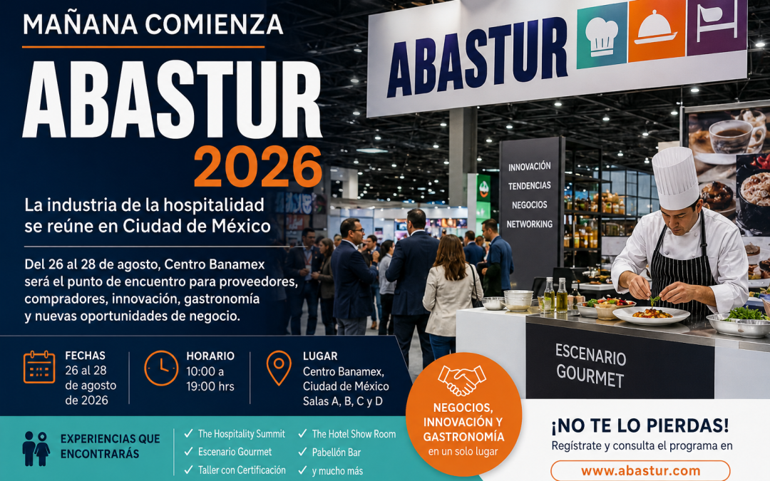 Mañana comienza ABASTUR 2026: la industria de la hospitalidad se reúne en Ciudad de México